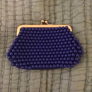 Cobalt blue beaded clutch